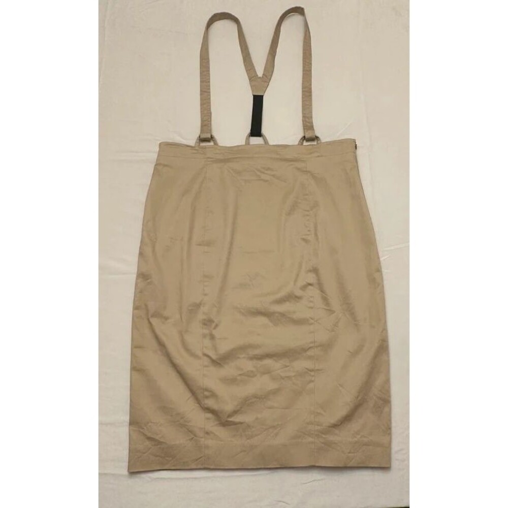 Vintage Newport News Khaki Suspenders Pencil Skirt Plus Size 18 Dark Academia